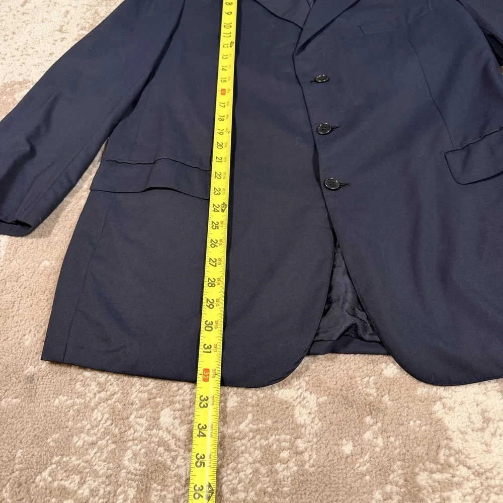 Brioni Traiano Super 150's Blazer Mens 46R Navy Blue 3 Button Jacket Old Money
